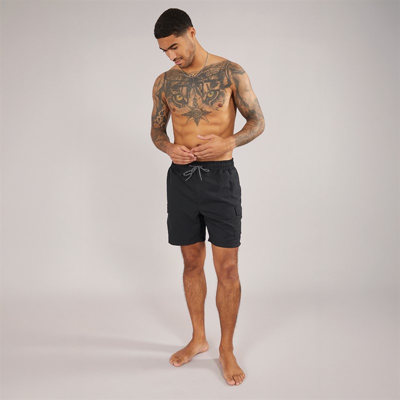THREADBARE Mens Sax Cargo Swim Shorts Black