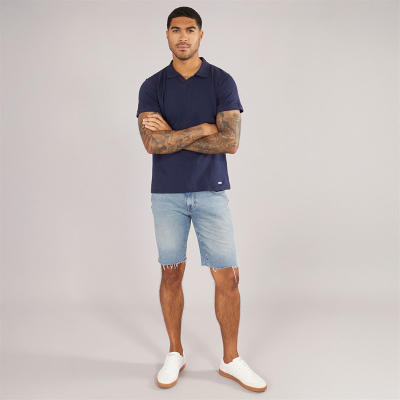 THREADBARE Mens Beding Trophy Neck Polo Navy