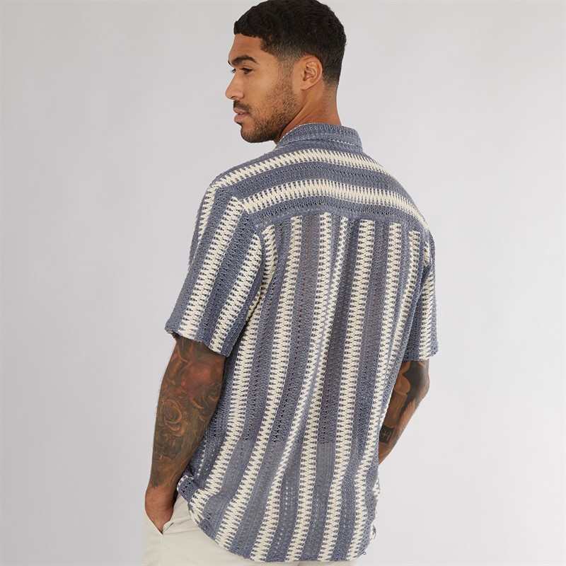 THREADBARE Mens Shaw Shirt Chambray/Ecru