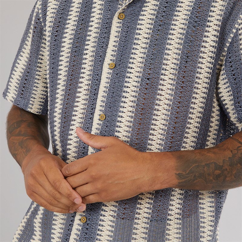 THREADBARE Mens Shaw Shirt Chambray/Ecru