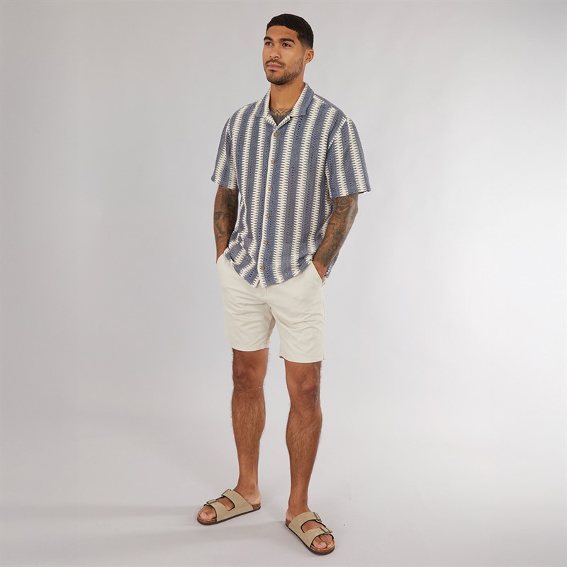 THREADBARE Mens Shaw Shirt Chambray/Ecru