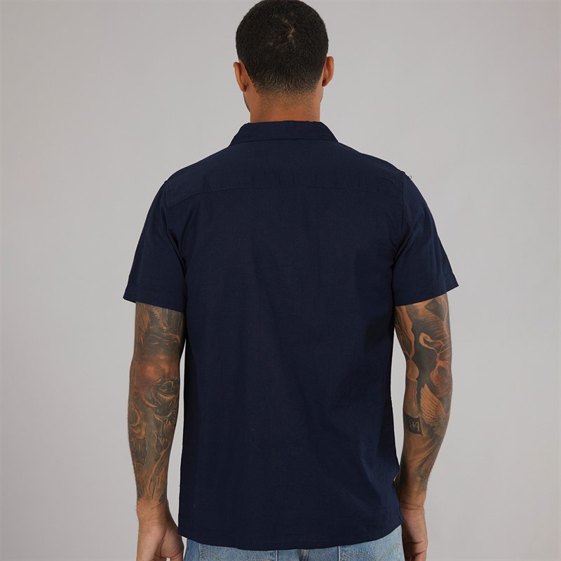 THREADBARE Mens Map Shirt Navy