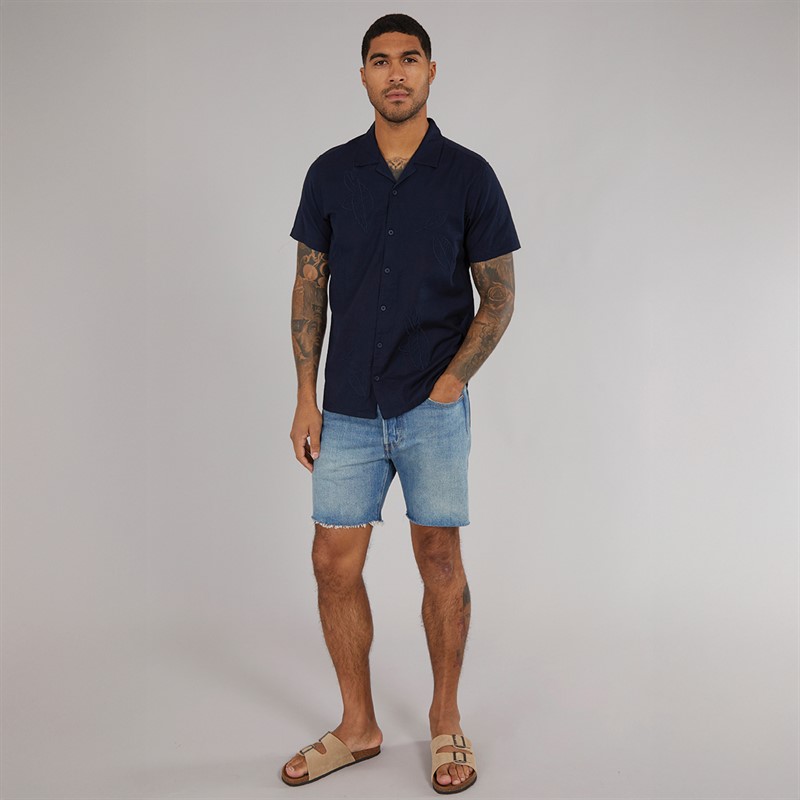 THREADBARE Mens Map Shirt Navy