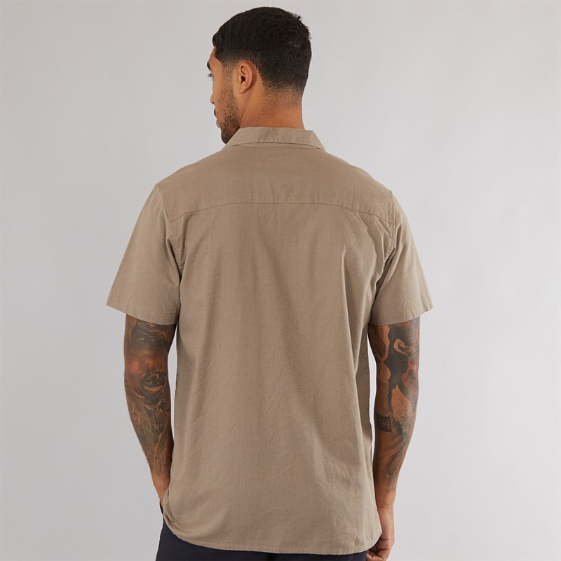 THREADBARE Mens Map Shirt Natural