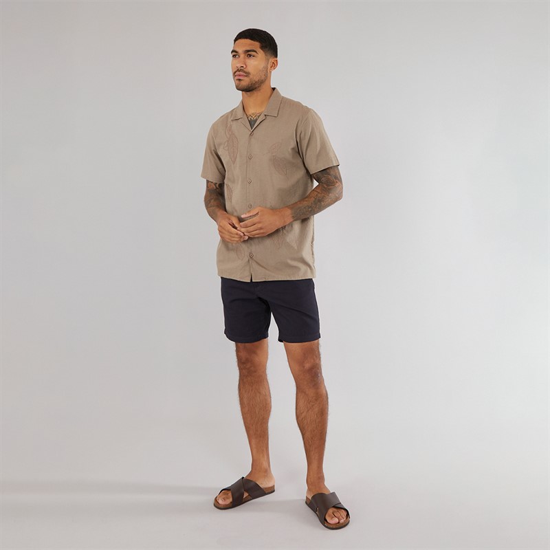 THREADBARE Mens Map Shirt Natural
