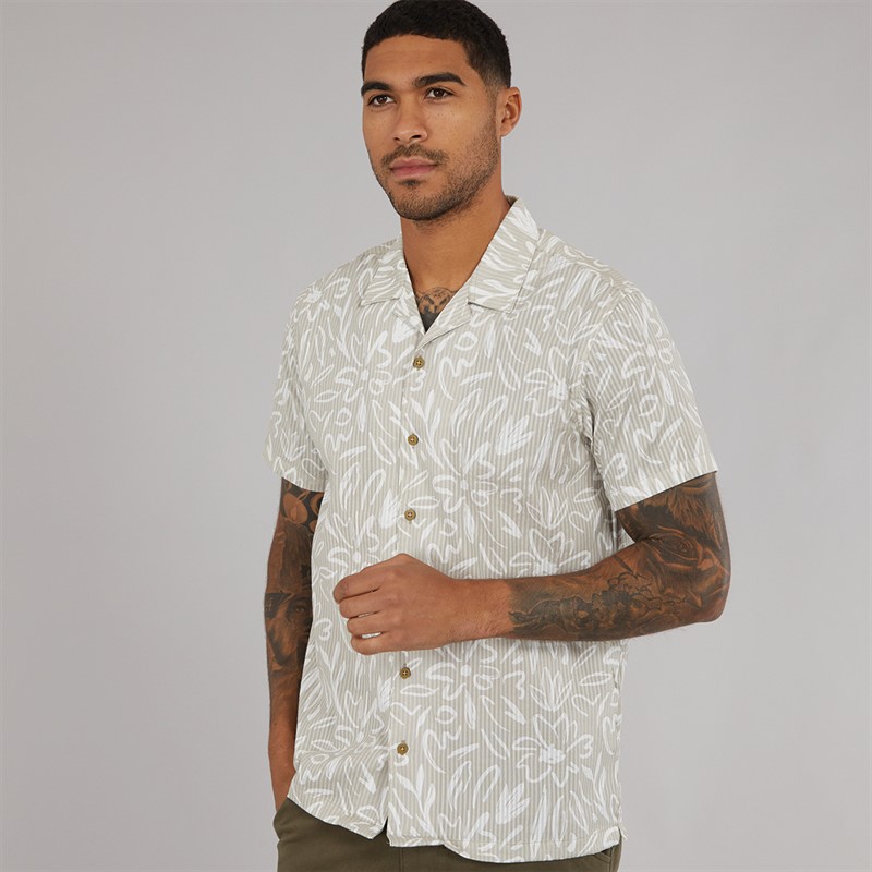 THREADBARE Mens Dal Shirt Light Stone