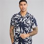 THREADBARE Mens Bamba Short Sleeve Shirt Navy