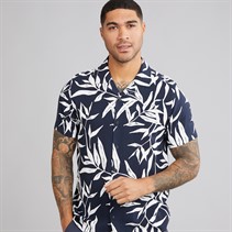 THREADBARE Mens Bamba Short Sleeve Shirt Navy