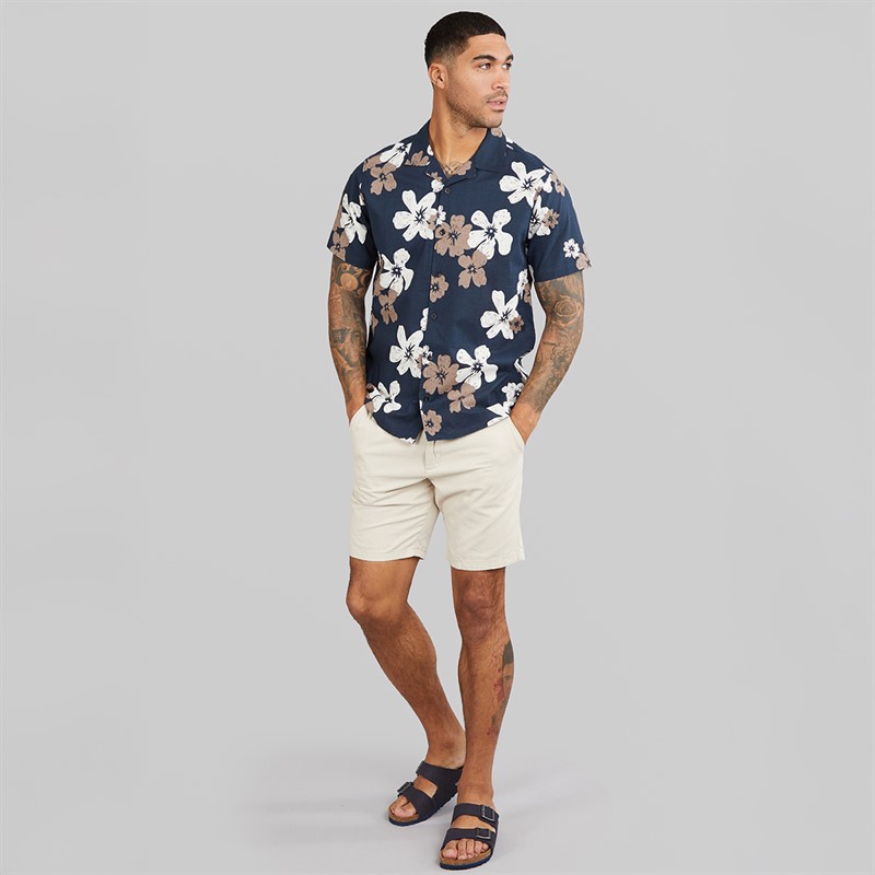 THREADBARE Mens Terrace Short Sleeve Shirt Navy