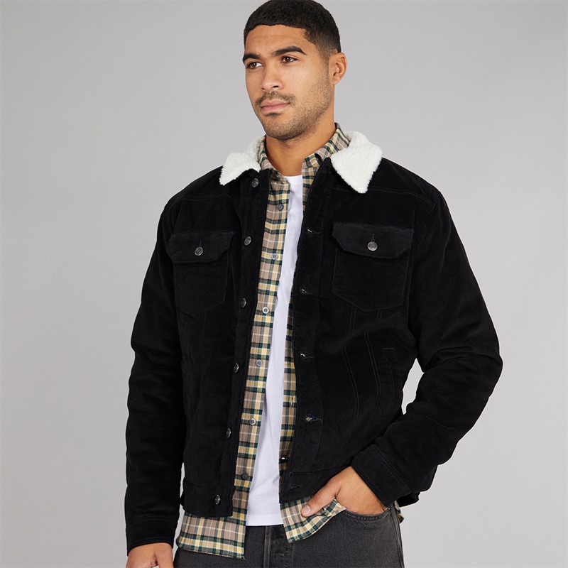 THREADBARE Mens Phili Cord Jacket Black