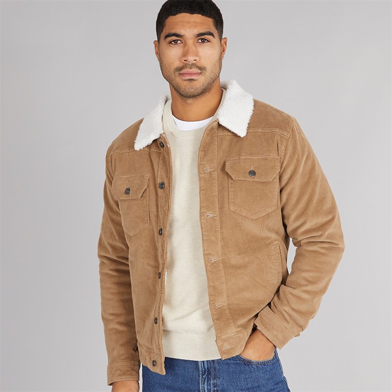 THREADBARE Mens Phili Cord Jacket Stone