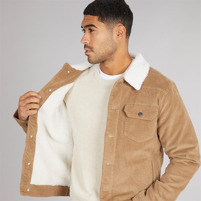 THREADBARE Mens Phili Cord Jacket Stone