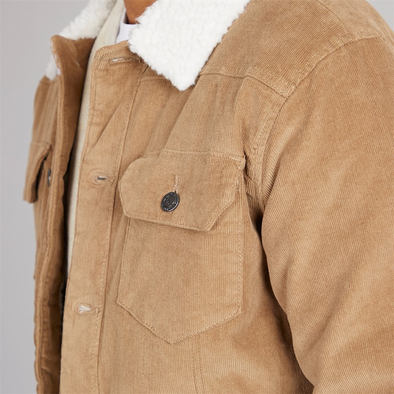 THREADBARE Mens Phili Cord Jacket Stone