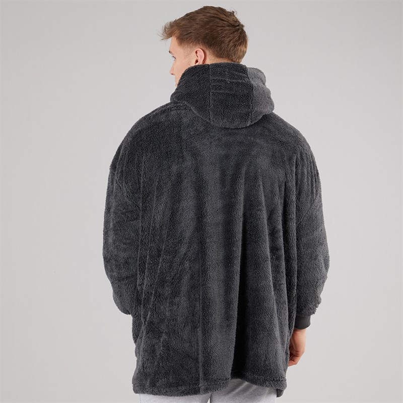 THREADBARE Mens Jam Borg Poncho Charcoal