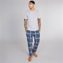 THREADBARE Mens Delan Lounge Set Navy Teal White Check