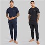 THREADBARE Mens Two Pack T-Shirts And Joggers Pyjama Set Black/Navy Black Navy