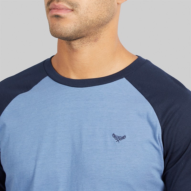 THREADBARE Mens Baddaway Pyjama Set Navy/Denim Marl Navy / Denim Marl