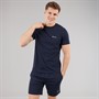 THREADBARE Mens Wells T-Shirt And Shorts Pyjama Set Navy