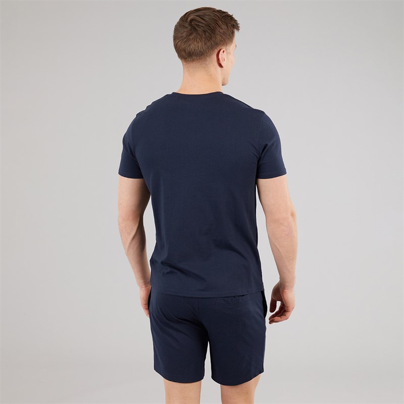 THREADBARE Mens Wells T-Shirt And Shorts Pyjama Set Navy