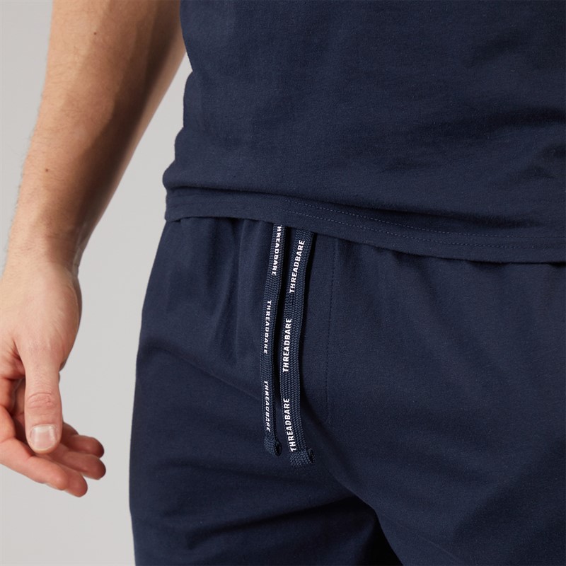 THREADBARE Mens Wells T-Shirt And Shorts Pyjama Set Navy