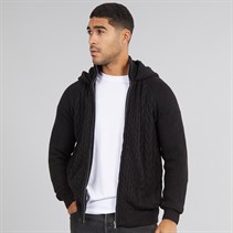 THREADBARE Mens Hanner Full Zip Microfleece Knitted Hoodie Black