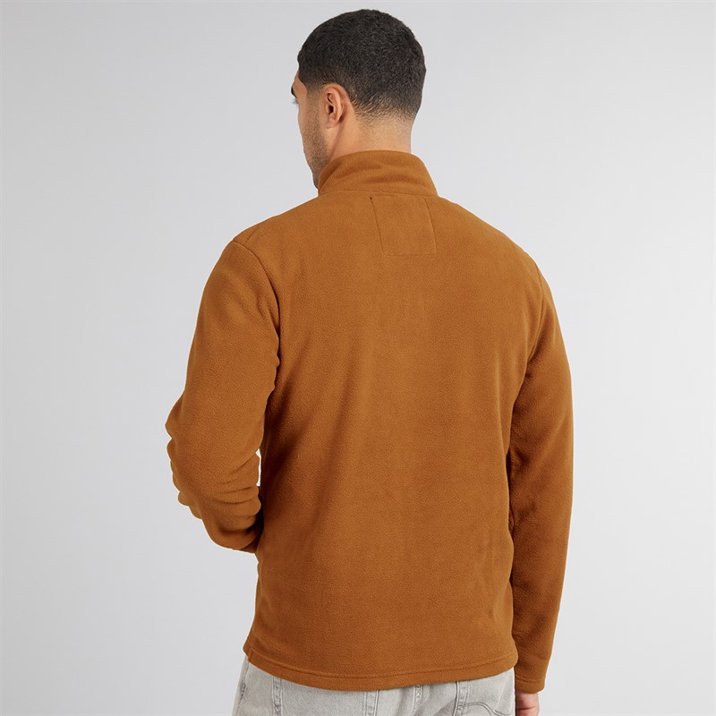 THREADBARE Mens Blade 1/4 Zip Fleece Rust
