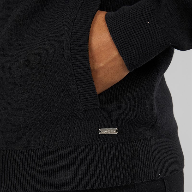 THREADBARE Mens Mytho Knitted Zip Jumper Black