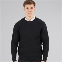 THREADBARE Mens Rib Knitted Crew Neck Jumper Black