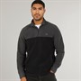 THREADBARE Mens Wham 1/4 Zip Fleece Slate/Black