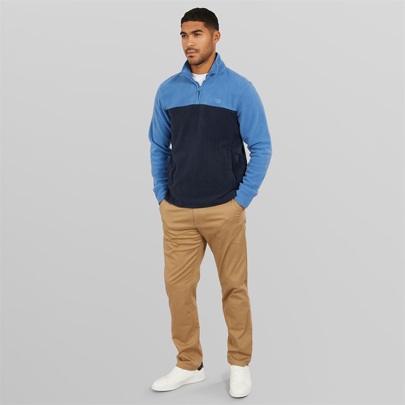 THREADBARE Mens Wham 1/4 Zip Fleece Colbalt/Navy