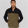 THREADBARE Mens Wham 1/4 Zip Fleece Black/Khaki