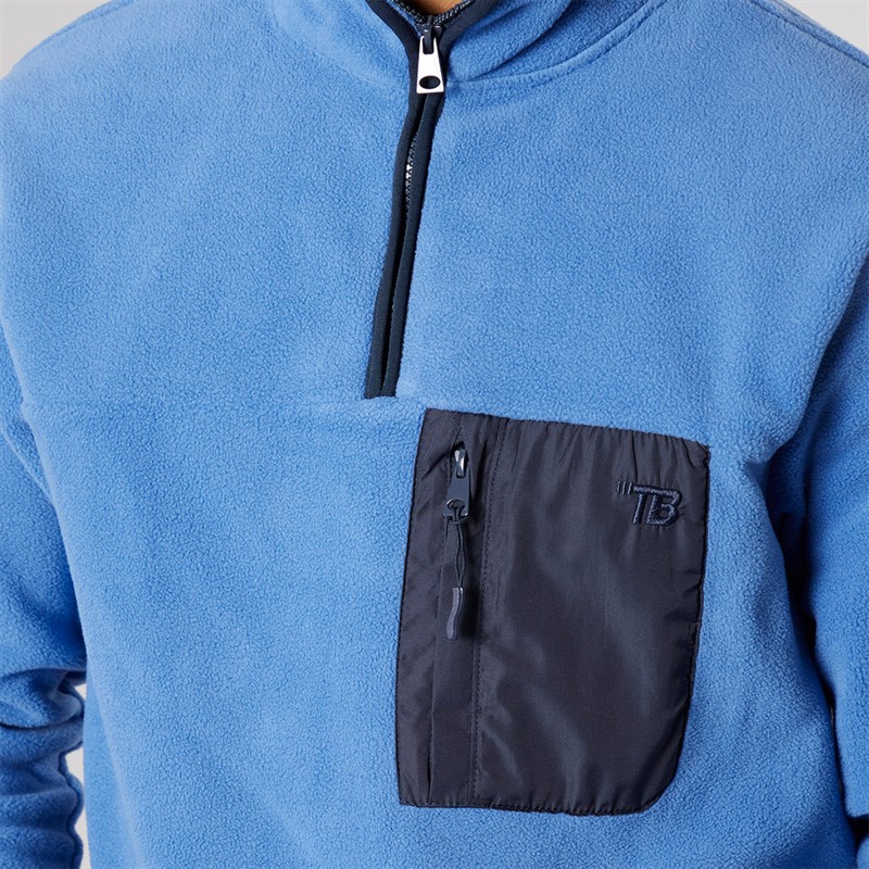 THREADBARE Mens Latrig 1/4 Zip Fleece Colbalt/Navy