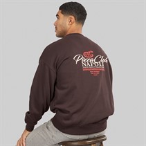THREADBARE Mens Nara Crew Neck Fleece Chocolate Torte