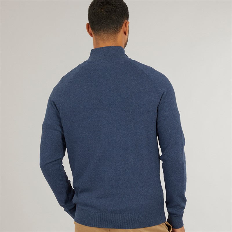 THREADBARE Mens Jenning 1/4 Zip Jumper Denim