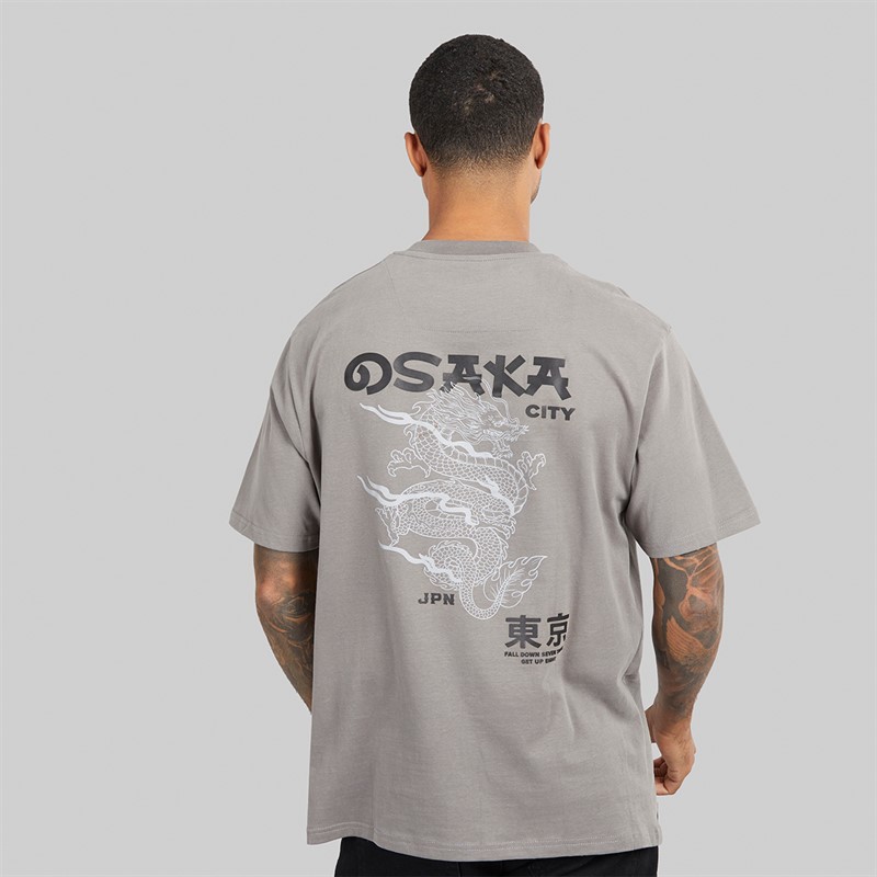 THREADBARE Mens Axel Relaxed Fit Graphic T-Shirt Slate