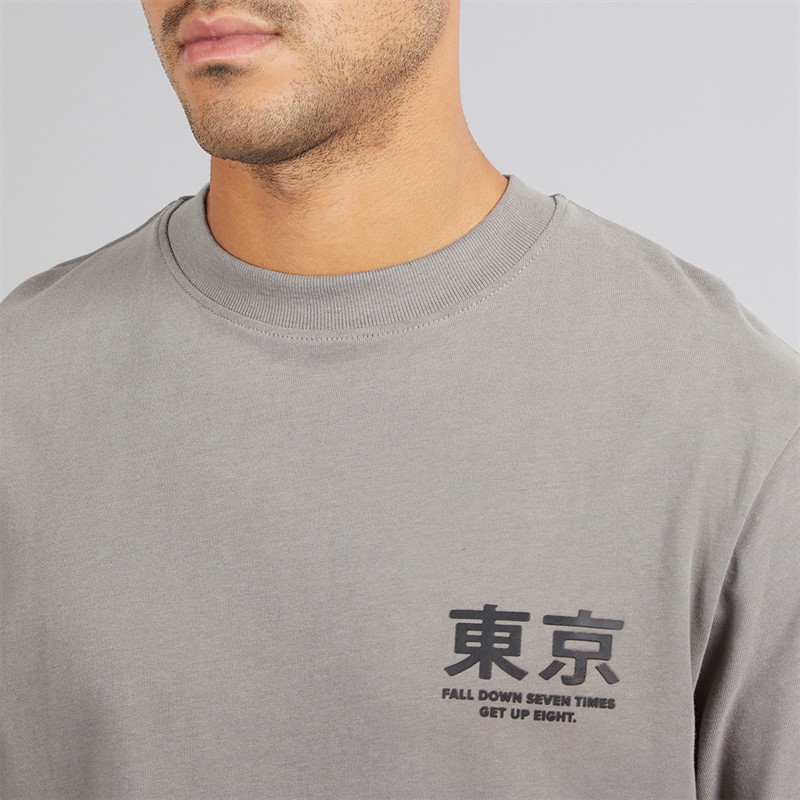 THREADBARE Mens Axel Relaxed Fit Graphic T-Shirt Slate