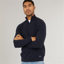 THREADBARE Mens Jenning 1/4 Zip Jumper Navy