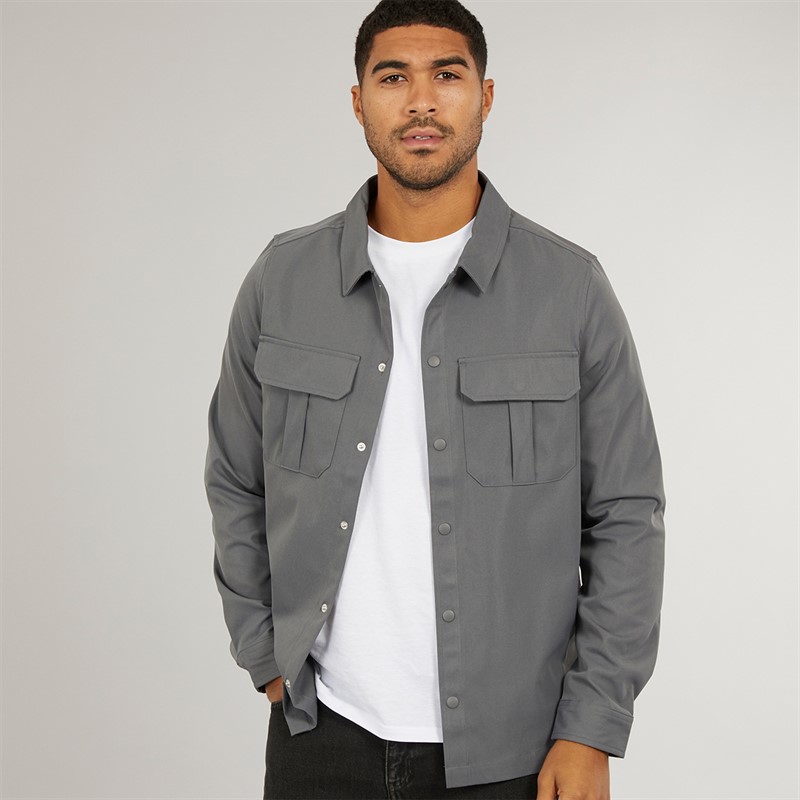 THREADBARE Mens Porter Shacket Slate