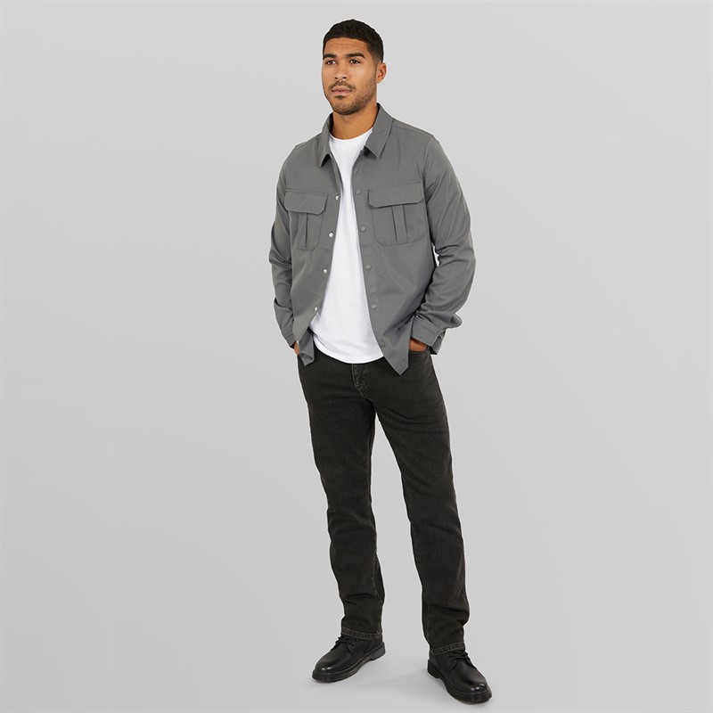 THREADBARE Mens Porter Shacket Slate