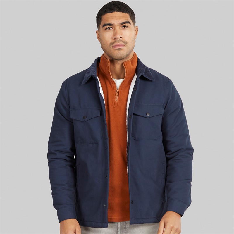 THREADBARE Mens Cottage Shacket Navy
