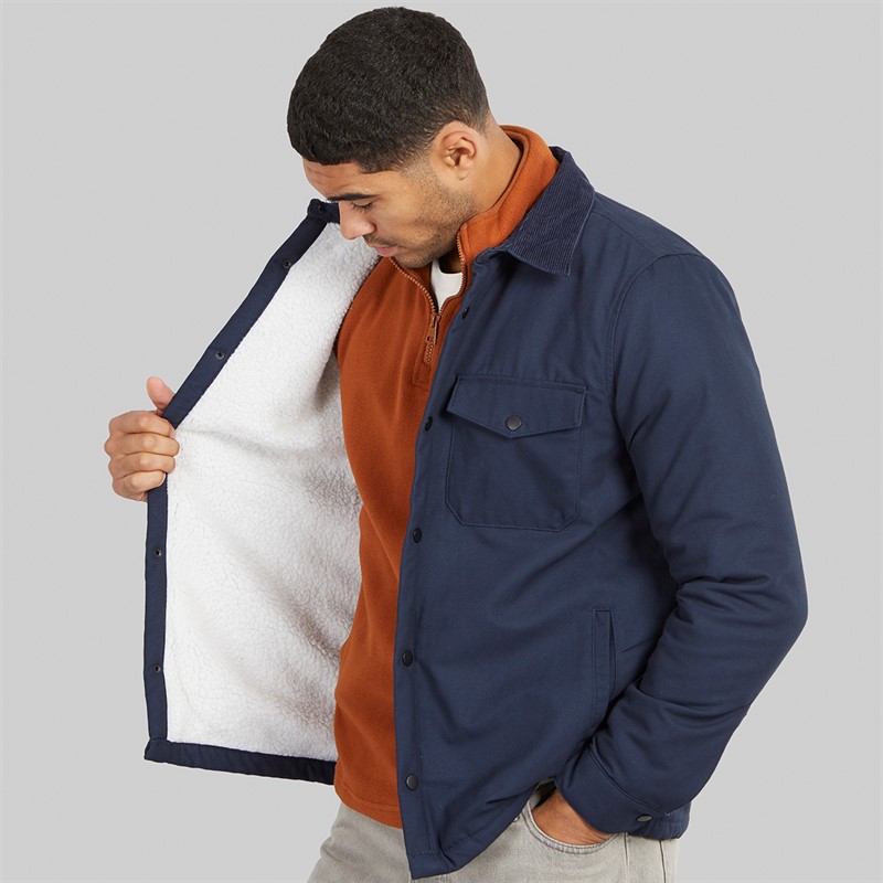 THREADBARE Mens Cottage Shacket Navy