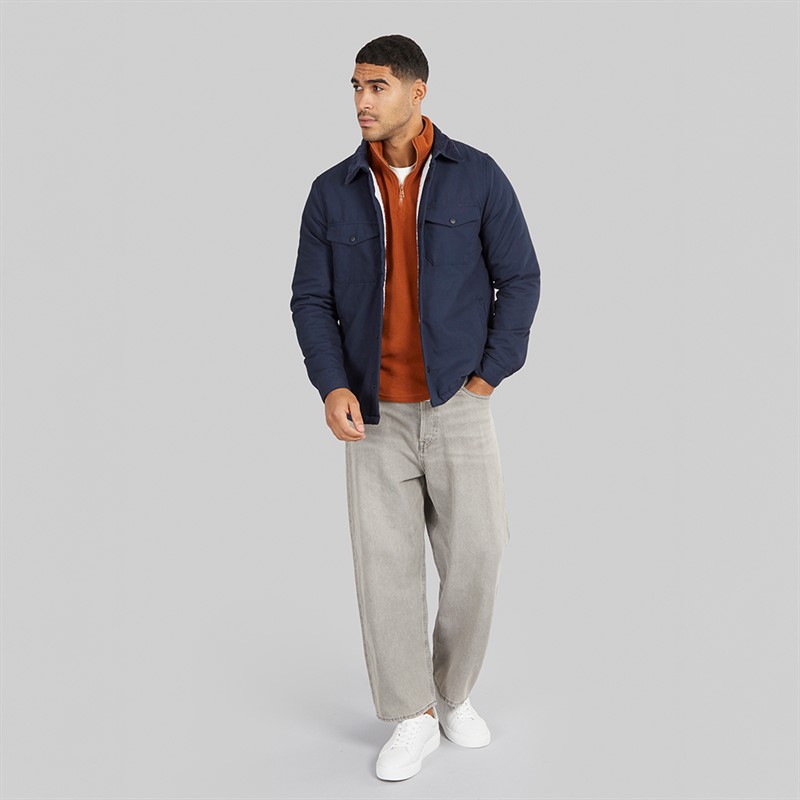 THREADBARE Mens Cottage Shacket Navy