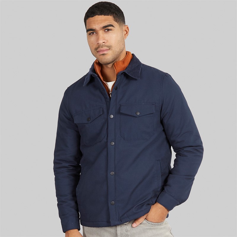 THREADBARE Mens Cottage Shacket Navy