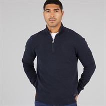 THREADBARE Mens Hazel 1/4 Zip Jumper Navy
