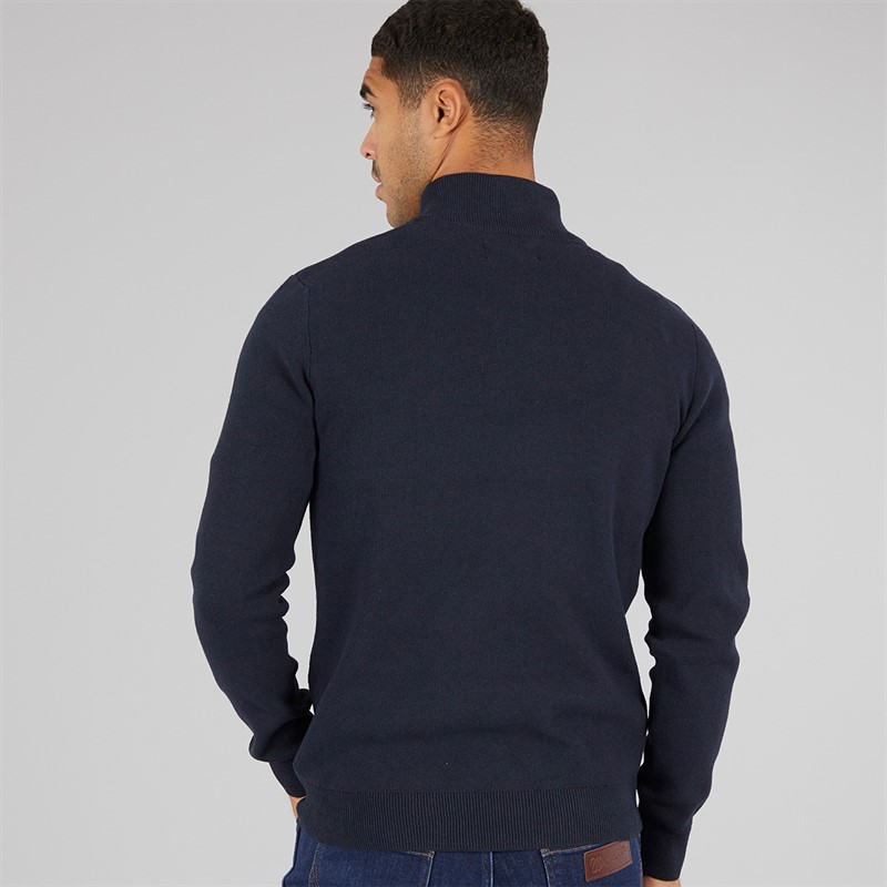 THREADBARE Mens Hazel 1/4 Zip Jumper Navy