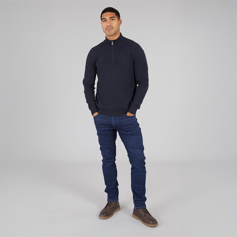 THREADBARE Mens Hazel 1/4 Zip Jumper Navy