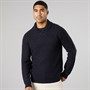 THREADBARE Mens Flax Knitted Shawl Neck Jumper Navy