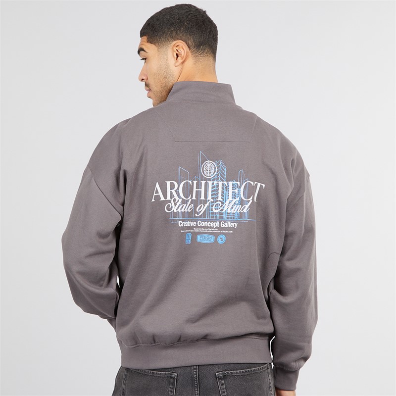 THREADBARE Mens Bloss 1/4 Zip Fleece Slate