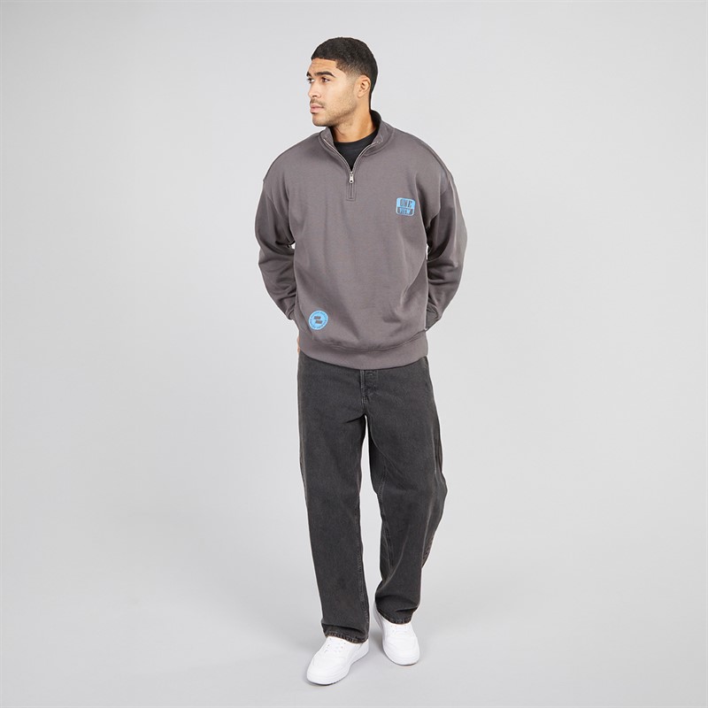 THREADBARE Mens Bloss 1/4 Zip Fleece Slate