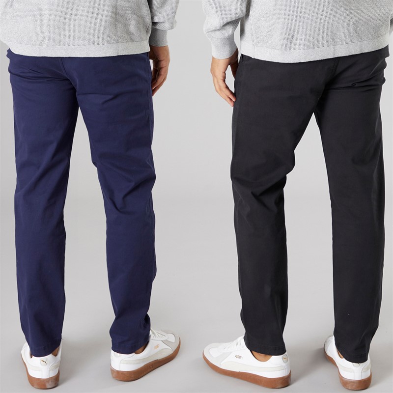THREADBARE Mens Laurie Regular Fit Two Pack Straight Trousers Black/Navy